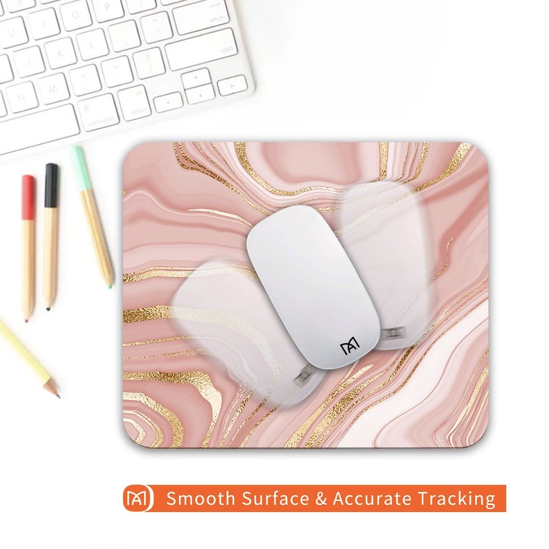 Armanza Square Mouse Pad Pink Gold,Personalized Premium-Textured Custom Mouse Mat Design,Washable Mousepad Lycra Cloth,Non-Slip Rubber Base Computer Mouse Pads for Wireless Mouse - Image 4